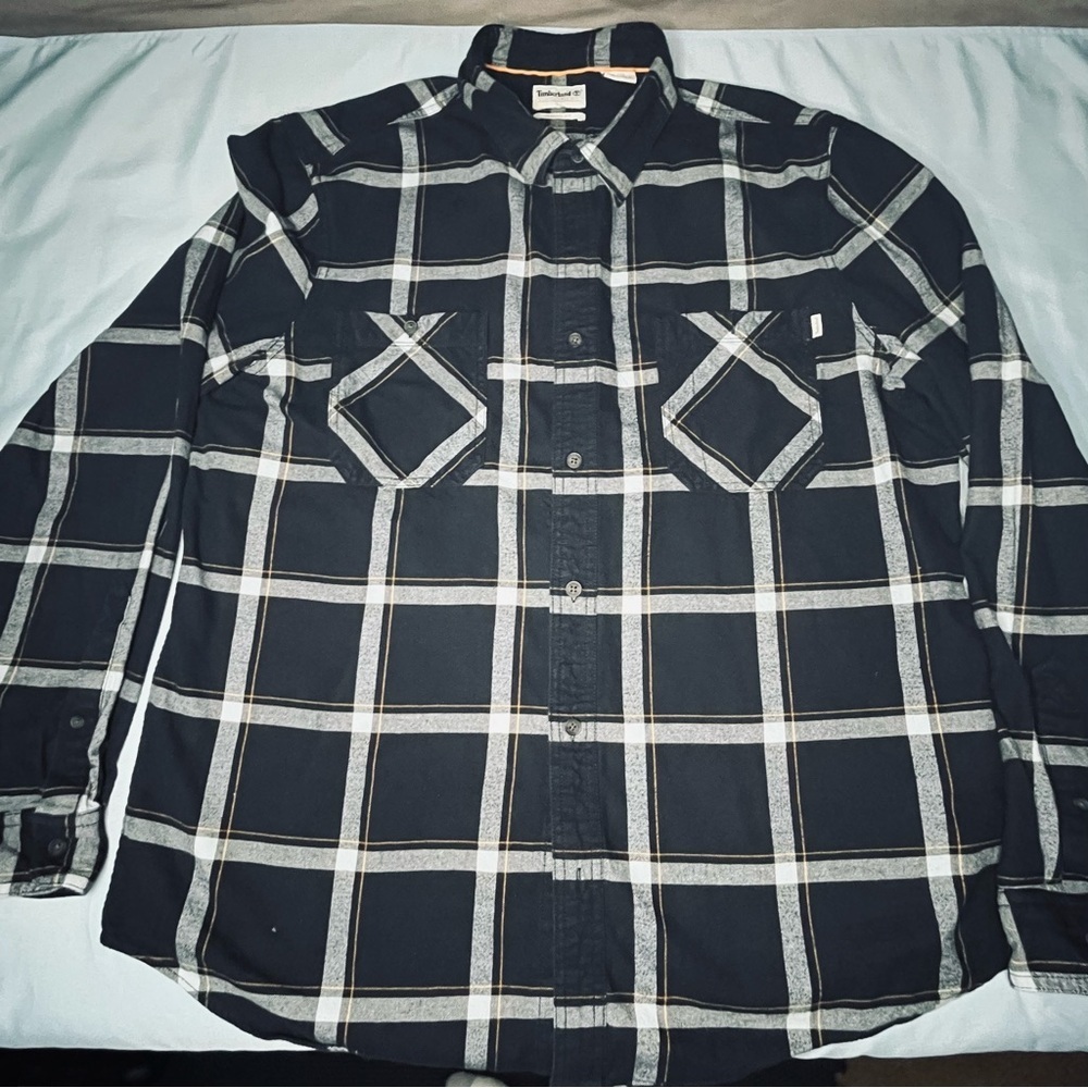 Timberland White and Blue navy Casual Button Down Shirt